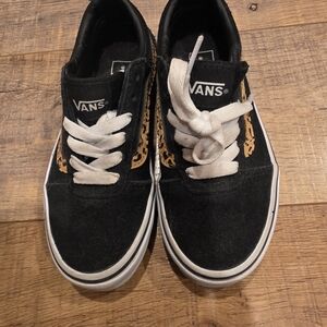 Vans Kids Black Sneakers with Gold Accents